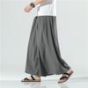 Calças Hanfu Antigas Masculinas Verão Fino Seda Gelo Casual Calças Capri Estilo Chinês Estampadas Costuradas Pingente Calças