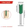Juego de 6 Cuchillas Rectas de Recorte de Vástago de 1/4", Cuchilla Ranuradora Color Verde Pintura con Tuerca de Pinza, Cuchilla de Chaflán, Broca de Fresadora para Carpintería
