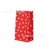 Saco de papel Kraft plano colorido com doces de bolinhas para embalagem de doces, lanches de panificação, presentes para crianças, saco de armazenamento