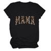 Comércio Exterior Nova Mamãe Estampa de Leopardo Letras Moda Estampada Gola Redonda Manga Curta Top eBay Elegante Feminino Versátil Camiseta