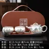 "Qianli Jiangshan" conjunto de chá em prata dourada 999, uma chaleira duas xícaras, xícara portátil de serviço rápido, bule de kung fu estilo chinês, item de presente