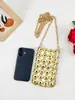 Bolsa transversal de metal dourado com disco embellished estilo europeu e americano para mulheres, bolsa de celular vintage francesa com contas feitas à mão para noite