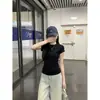 Camiseta de Algodón Puro Morado Uva Hombro Normal Manga Corta para Mujer 2026 Verano Capa Base Básica Corte Ajustado Favorecedor Top Ajustado Estilo Hot Girl