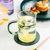 Vaso Cuadrado Transparente de Vidrio de Borosilicato de Alta Calidad con Asa de Color de una Sola Capa para Pajilla, Desayuno, Jugo, Leche, Taza de Agua para el Hogar