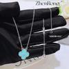Nueva Moda Azul Claro Cadena Clavícula Piedra Celadón Lujo Ligero Collar Trébol de Cuatro Hojas Diseño Nicho para Mujer Pulsera Aretes Calcedonia Púrpura