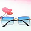 Óculos de Sol sem Aro com Borda Cortada, Tendência Popular da Moda Europeia e Americana para Mulheres, Estilo de Rua e Óculos de Passarela, Óculos Unissex