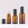 Botella marrón de 5-100ml con bola rodante, botella negra de perfume con bola rodante, 15ml30ml50 Botella de vidrio marrón para aceite esencial de masaje