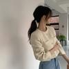 Chic Coreano Nuevo Estilo Vintage Único Bolsillo de Tres Botones Chaqueta Corta Casual de Tweed para Mujer
