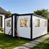 Casa expansível dobrável de asa dupla, casa container expansível para exportação de fábrica, casa container residencial móvel dobrável destacável tipo asa