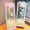 Flor Eterna Dorada Brillante Ramo de Rosas Artificiales Puesto Callejero del Parque del Mercado Nocturno Venta al por Mayor Día de San Valentín Chino Recuerdo Creativo
