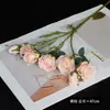 Buquê de Rosas Artificiais com Borda Queimada para Decoração de Mesa de Casamento, Arranjo de Casamento, Decoração de Corredor de Palco, Buquê Artificial de Rosas