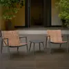 Juego de Tres Piezas de Silla de Mimbre y Mesa de Café para Balcón Exterior de Hotel, Muebles de Patio a Prueba de Lluvia y Sol, Mesa y Sillas de Mimbre para Ocio