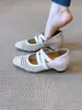 Zapatos planos estilo hada francesa de 5 cm, tejidos, calados, sin cordones, tipo Mary Jane, con tiras cruzadas elásticas, sandalias de tira única poco profundas para mujer