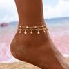 Joyería Transfronteriza, Estilo Playa, Tobillera de Perla Artificial Estrella y Pedrería a la Moda, Sencilla y Versátil, Apilable, Joyería de Pie de Lujo Ligero para Hombres y Mujeres