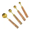Juego de Tazas y Cucharas Medidoras Juego de Cucharas y Tazas Medidoras de Madera de Nogal Juego de Ocho Piezas de Cucharas Medidoras Doradas Rosadas Herramientas para Hornear