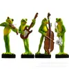 Estilo Americano Tianyuan Instrumento Musical Rana Jardín Música Animal Adornos Hogar Balcón Escritorio Estantería Decoración Combinación
