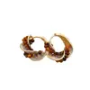 Pendientes Triangulares de Ojo de Tigre Mismo Estilo que Zhao Lusi Pendientes Elegantes Retro Maillard Lujo Accesible Pendientes de Gama Alta para Mujer