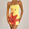 Top de tubo y falda de cadera europeos y americanos transfronterizos, verano nuevo, sexy, aspecto adelgazante de cintura, vestido de flores, playa junto al mar