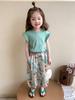 Conjunto de Manga Corta para Niña Moda Elegante Verano Infantil Floral Pantalones Anti-Mosquitos Conjunto Casual de Dos Piezas Atuendo de Verano para Niña Moderno