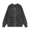 Chamarra sudadera con capucha estilo páramo para hombre, primavera y otoño, diseño con tachuelas de heavy metal, camisa deportiva única de corte holgado, moderna