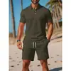 Nuevo Conjunto de Verano para Hombre POLO de Manga Corta y Shorts, Casual Deportivo Versátil, Corte Delgado, Moda, Transfronterizo 2025