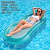 Tumbona flotante inflable de malla degradada transfronteriza con almohada, tumbona acuática, cama flotante para piscina, flotador de PVC para vacaciones en la playa