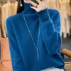 Nuevo suéter de cuello alto tejido para mujer de otoño e invierno, de manga larga, grueso, con hombros caídos, moderno, versátil, de corte holgado y favorecedor
