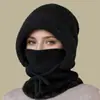 Gorro, Bufanda y Mascarilla Todo en Uno para Mujer, Forrado de Felpa, Cálido, Cortavientos, Gorro de Lana Tejido para Ciclismo de Invierno