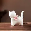 Florero de Cerámica Hecho a Mano con Forma de Flor, Adornos de Gatito, Conejo de Cerámica para Mueble de TV, Mesa de Comedor, Aparador de Vino, Adornos para Casa Nueva