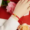 Pulseira de Fio Vermelho Duradoura com Cinco Dragões da Sorte, Ouro Areia, Novo Estilo Chinês, Contas Vermelhas da Fortuna, Presente de Amizade para Melhores Amigos