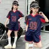 Shorts de manga corta de secado rápido para niñas, ropa deportiva de verano 2026, nuevo traje casual para niñas mayores, atuendo deportivo de verano