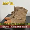 Botas de lona femininas 2026 novo estilo com laço e aumento interno de altura, botas de salto alto empilhadas bico fino, botas de cowboy western retrô