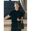 Camisa polo Henley de manga corta estilo americano para hombre, hombro normal de verano, puños ajustados, camiseta de manga media rígida de alta resistencia