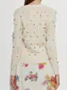 26 Novo Suéter Pulôver Outono/Inverno com Bordado Manual, Suéter de Lã Branco com Padrão de Diamante Bordado Colorido, Suéter Feminino Gola Redonda