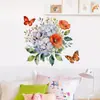 Nuevas calcomanías florales de hortensia en estilo minimalista moderno, pegatinas decorativas de pared, amapolas pintadas, autoadhesivas