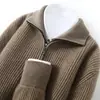 Cárdigan de cachemira para hombre con cuello alto, nuevo estilo otoño/invierno, suéter de manga larga, capa base versátil, prenda exterior de moda