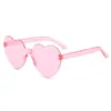 Gafas de Sol Europeas y Americanas Transfronterizas Corazón Rosa Melocotón Gafas de Sol Amor Gafas de Color Deslumbrante Corazón de Gelatina Sin Montura de Una Pieza