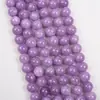 Contas redondas de calcedônia roxa lilás para artesanato DIY, pulseira de contas semiacabadas, colar com acessórios de contas, atacado