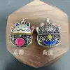 Pingente Gato Vazado Esmaltado Wenyi Fan Guofeng Pingente Gato Auspicioso Azul Queimado Retrô para Presente de Aniversário de Amigos