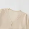 Chaqueta Cárdigan Protectora del Sol de Seda de Hielo Color Albaricoque Francés para Mujer Verano 2024 de Punto de Manga Larga Capa Exterior Top Delgado