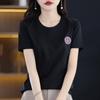 2023 Verano Nueva Llegada Lazo de Lentejuelas Combinable Estilo Chanel Top Camiseta de Manga Corta Femenino Estilo Ins Manga Media Body