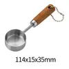 Tazas y Cucharas Medidoras de Acero Inoxidable Chapadas en Oro con Mangos de Madera de Acacia, Juego de Ocho Piezas de Herramientas Medidoras, Herramientas de Cocina para Hornear