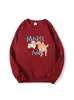 Moletom preto de gola redonda para mulheres, novo estilo outono/inverno, com estampa de cachorrinho de desenho animado, corte casual e solto, com forro de fleece adicionado para aquecimento extra