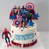 Superhéroes Avengers Capitán América Batman Iron Man Thor Adornos Decoración para Pastel de Cumpleaños