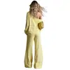 Conjunto casual de dos piezas a rayas estilo europeo 2026 para mujer Camisola sin hombros de manga larga Pantalones de pierna ancha Conjunto de ajuste relajado Venta al por mayor