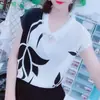 Camisa Floral Feminina Verão 2024 Top Acinturado com Design Único, Manga Curta Fina Versátil Estilo para o Trabalho