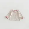 Ropa de otoño ropa interior cuello redondo algodón estampado capa base para bebé camiseta de manga larga para bebé niña ropa de 1-3 años Camiseta