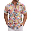 Camisa Havaiana Transfronteiriça Peça Única Masculina Praia Tamanho Grande Casual Estampada em 3D Manga Curta Camisa de Férias à Beira-Mar Tendência