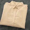 Unas Gotas de Lluvia Estilo Coreano Japonés Viajero Literario Minimalista Versátil Tela Oxford Rayada Camisa Colorida para Mujer Para Superponer