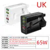 Cargador transfronterizo popular de 65W, cabeza de carga rápida para teléfono móvil de nitruro de galio, cargador multiport de comercio exterior para Europa y Estados Unidos, británico
